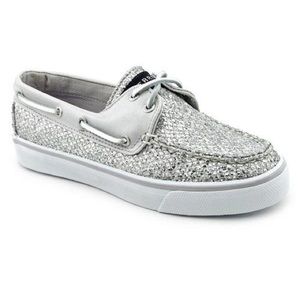Sperry Top-Sider Bahama Silver Glitter Boat Shoes